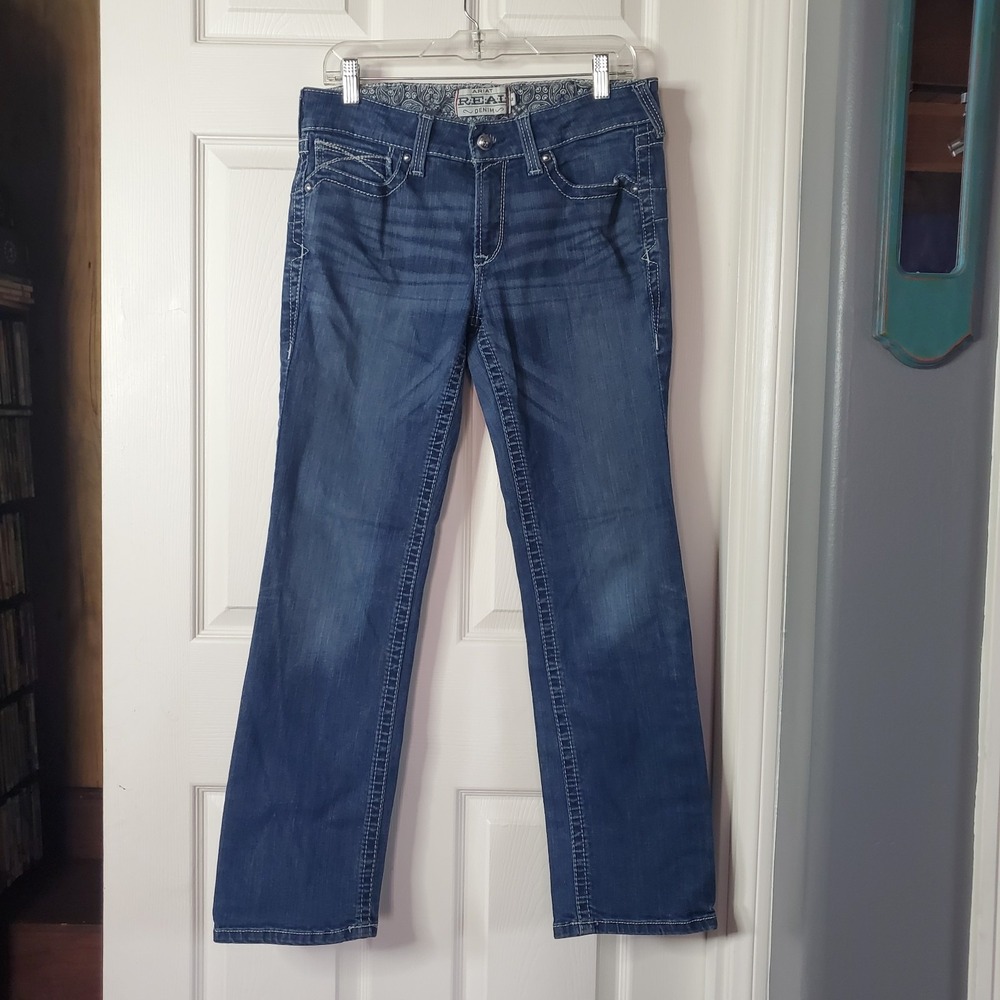 ARIAT REAL Denim Mid Rise Bootcut Blue Jeans Country Flare Western Cowboy 31s